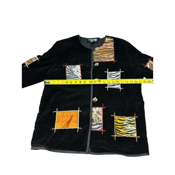 Indigo Moon jacket black size M unique boho artsy patchwork pattern - Picture 8 of 16